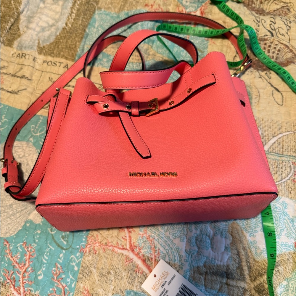 Michael Kors Pink Crossbody Bag with Textured Leather
